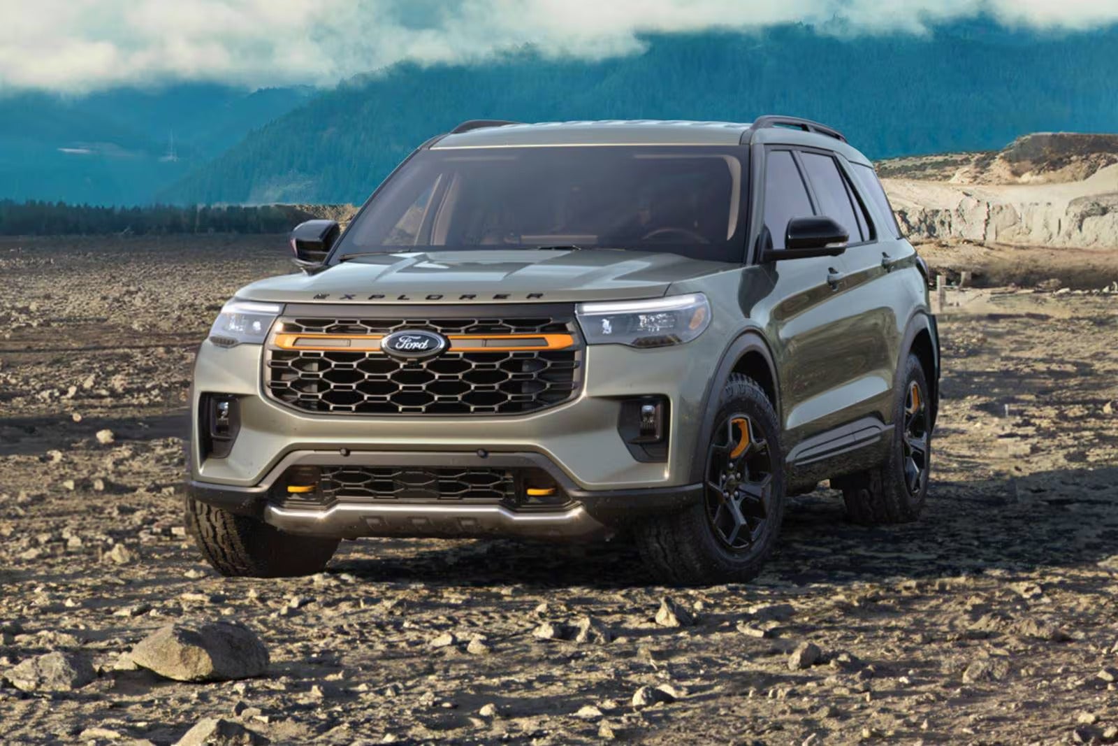 a new 2026 ford explorer parked on a gravel road